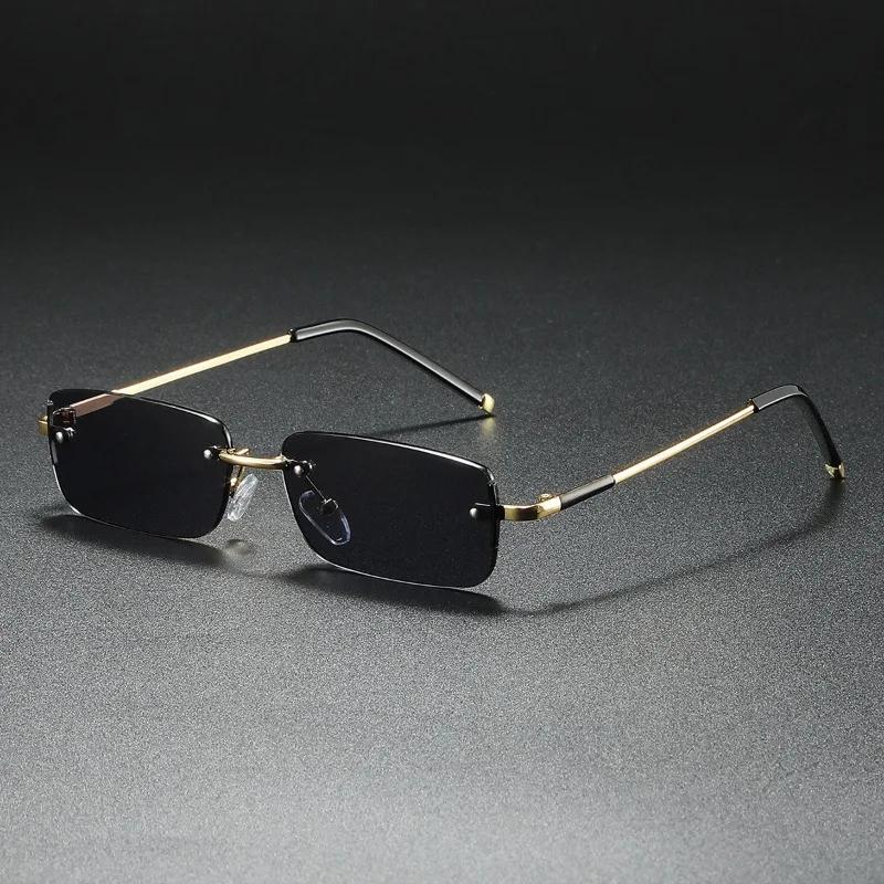 Fashion Rimless Sunglasses Rectangle Popular Women Glasses Men Shades Small Square Eyeglass For Female Male Traveling Oculos