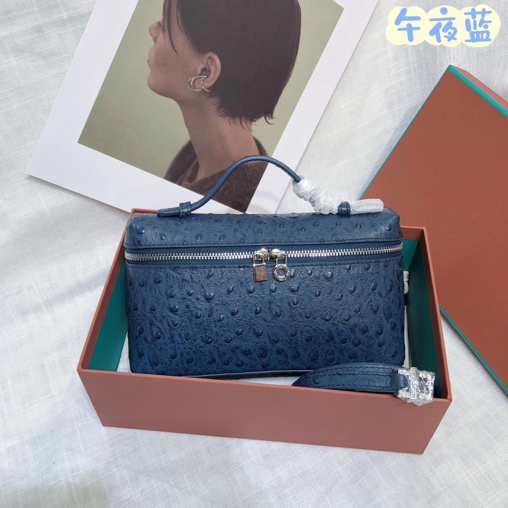 Top layer cowhide L19 ostrich pattern lunch box bag gigi same leather women's bag handbag simple shoulder crossbody bag