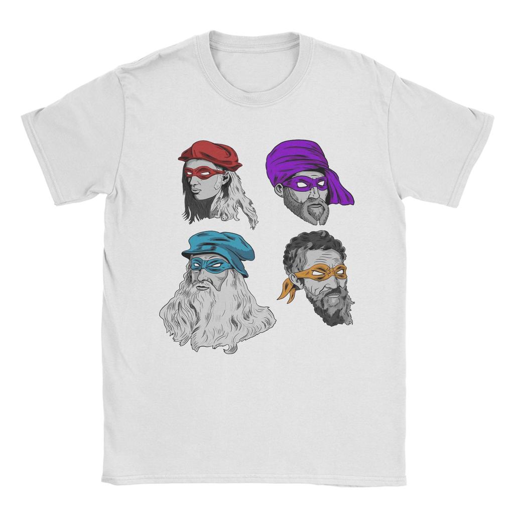 Vetenskap Sköldpaddor T-shirts Herr Bomull Vintage T-shirts Rund Hals Mutant Ninja Renässans T-shirts Kortärmade Toppar Tryckta