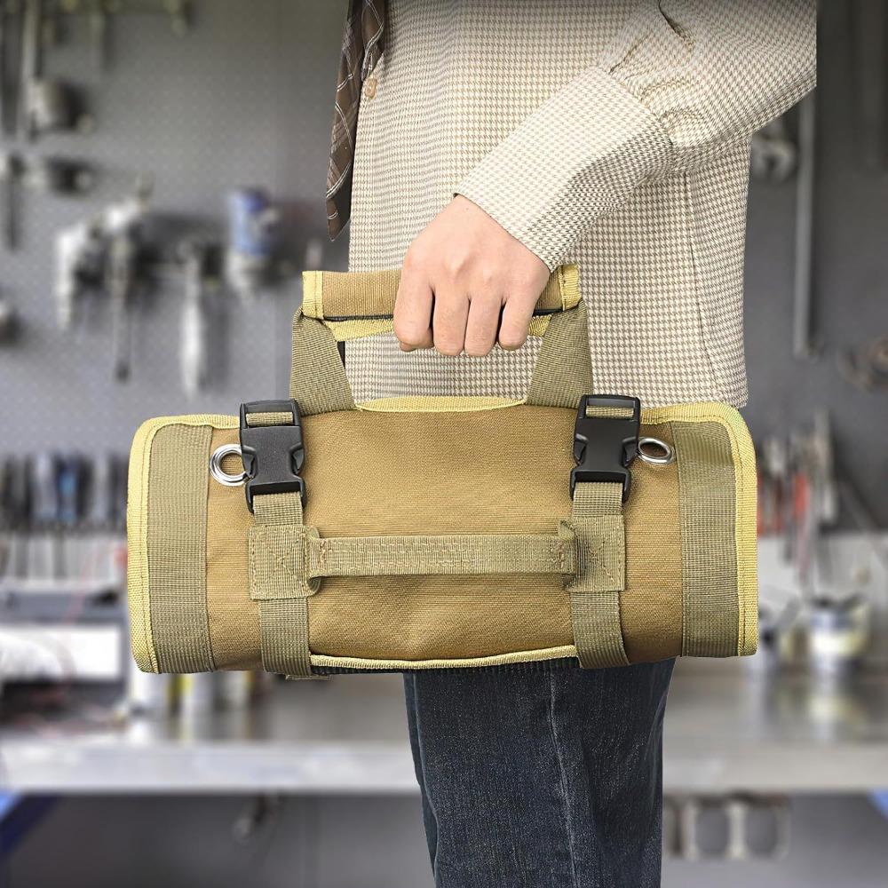 Canvas thickened electrician bag, durable, woodworking electrician maintenance, storage bag, roll, car, hardware tool bag