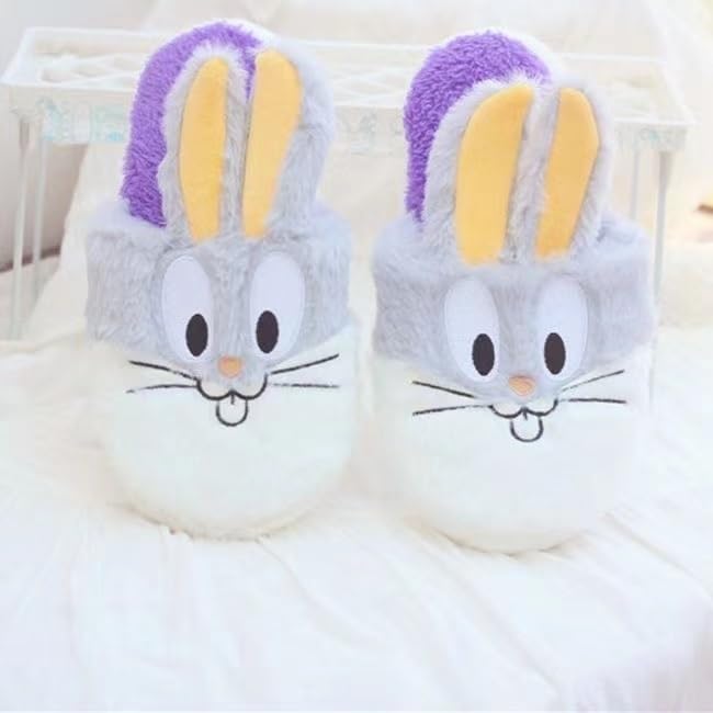 THEBEASTPIE Bugs Bunny Tweety Fluffy Room Stylish Character Gift Slippers, Shoes, Autumn/Winter, Indoor/Outdoor Use, Quiet, Warm, Women's, Cute,