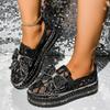 Sponge Cake Female Summer Thick Sole One Pedal Lazy Fisherman Shoes Lace Rhinestone Beanie Shoes Single Shoes