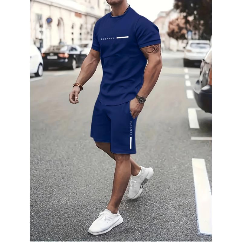 Men s Set Stylish Men s Cross Print Short-Sleeve Shirt & Shorts Two-Piece XXS