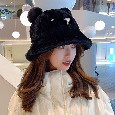 Winter Bear Ear Fisherman Hat Warm Women'S Hat Winter Ear Protection Hat