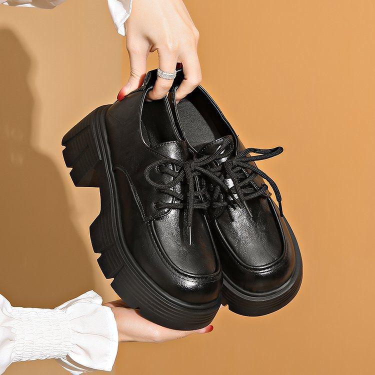 Dámské mokasíny v britském stylu z černé kůže - Zimní, sametově podšité, hřejivé, silná podrážka