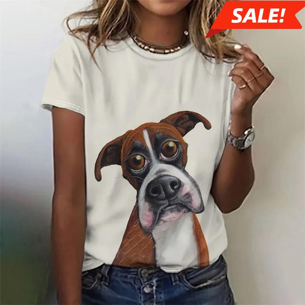 T-shirt For Women Funny 3d Printed Kawaii Cat Dog Animal Graphic Tees Summer Casual O-neck Tops Short Sleeve Loose T-shirts