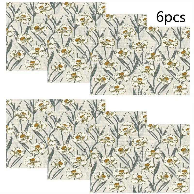 1PC Fresh Simple Beige Printed Pattern Placemats Creative Linen Table Mats Linen Rectangular Placemats for Home Banquet