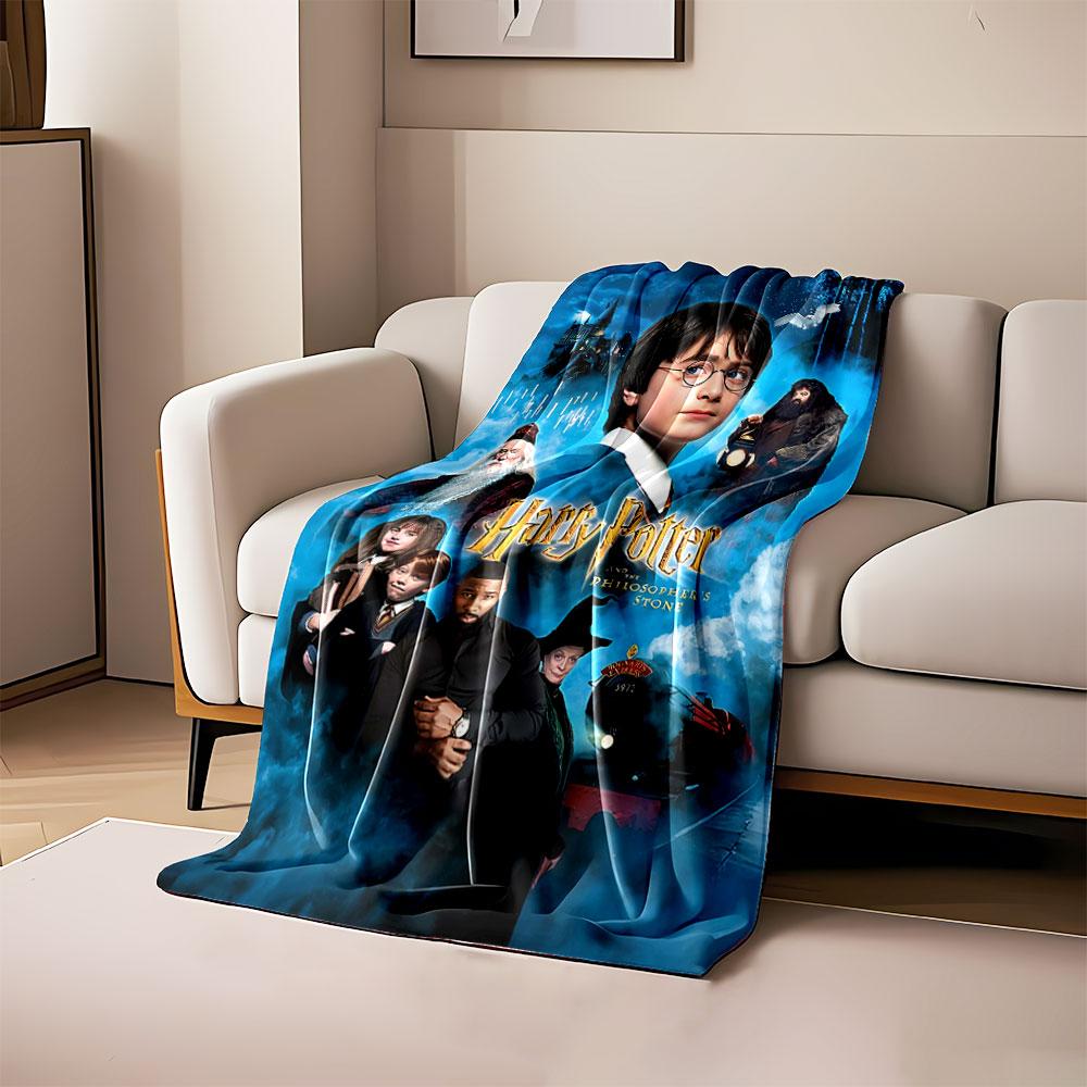 

Mystical characters, enchanted ambiance, glowing castle, and smoky train. for all seasons blanket lunch break throw gift 80cm x 120cm