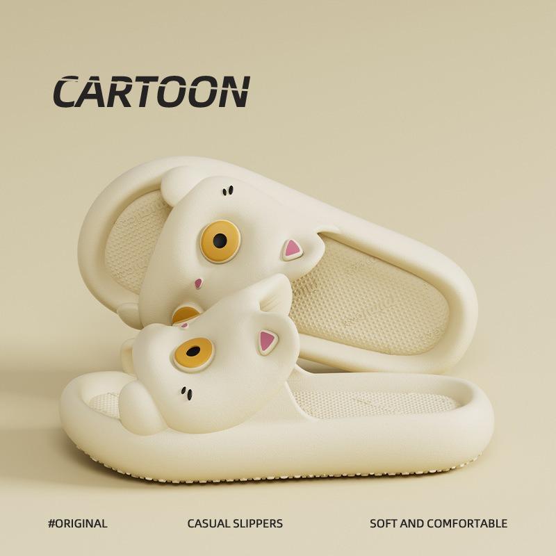 

Тапочки женские летние новые на толстой подошве мультяшные милые котята прохладные тапочки можно носить вне общежития колледжа 40-41 белый