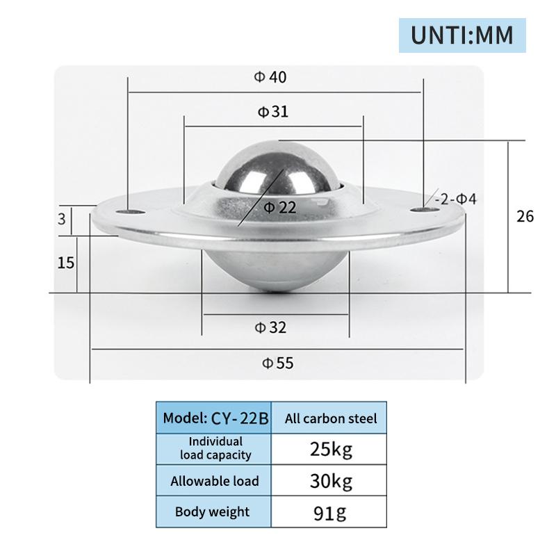 1 PCS Hardware CY-B Ball Caster Swivel Ball Universal Pulley Casters Steel Round Caster Wheel Furniture