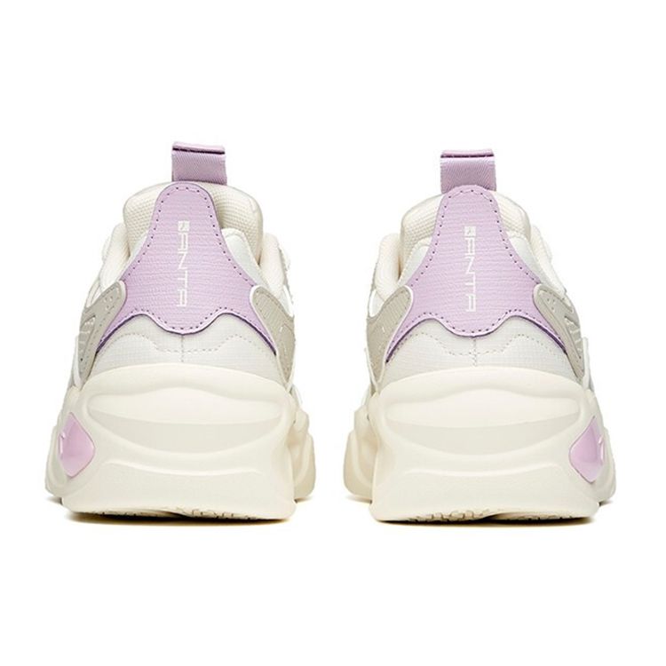 Anta Lifestyle Series Wraparound Non-Slip Shock Absorbing Wear-Resistant Low-Top Skate Shoes Women sneaker White Gray Purple 122118041-1