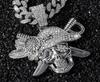 Gothic Bling 3D Pirate Skull Pendant Cuban Link Necklace 14K Gold Silver Plated Iced Punk Men Gift Statement Zinc Alloy Jewelry