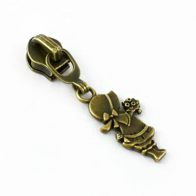 Meetee 5-20 Szt. 5# Suwak do Zamka Błyskawicznego na Zamki Nylonowe Stop Cynku Główka Zamka Dekoracja Brązowy Ciągnik Zamka Błyskawicznego Akcesoria do Szycia Kurtki Płaszcza