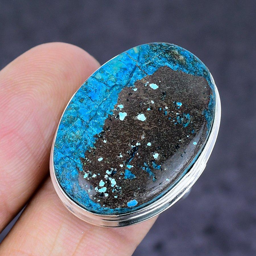 Tibetan Turquoise Gemstone Handmade 925 Sterling Silver Ring Size 7.5 H6d05