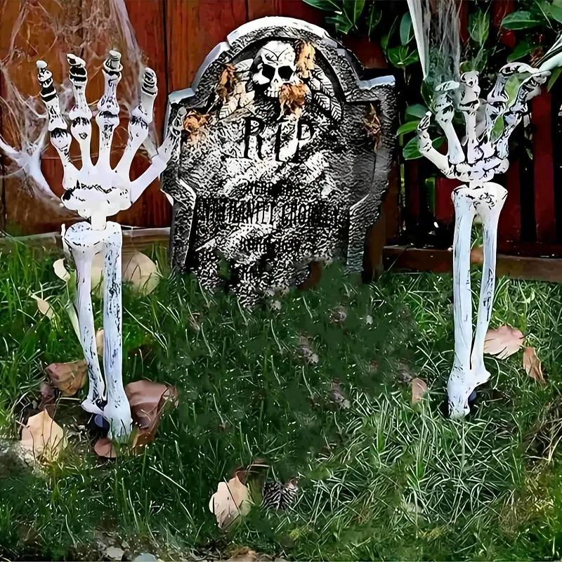 1-6 STÜCKE Halloween Dekoration Skelett Hand Knochenhof Einsatz Geisterarm Requisite für Spukhaus Outdoor Party Horror Szene Deko