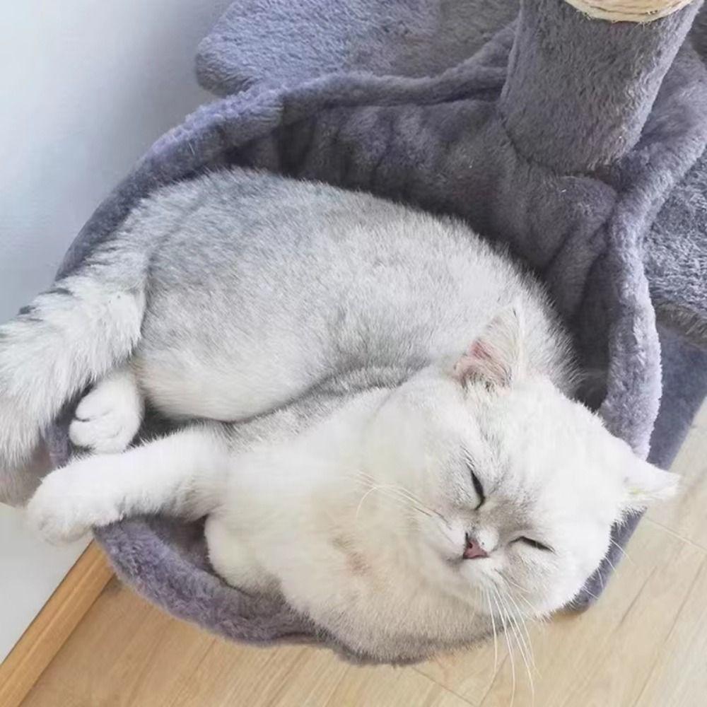 Comfortable Hanging Cat Nest Soft Plush Cat Basket Solid Color Basketball Net Cat Sleeper  Indoor