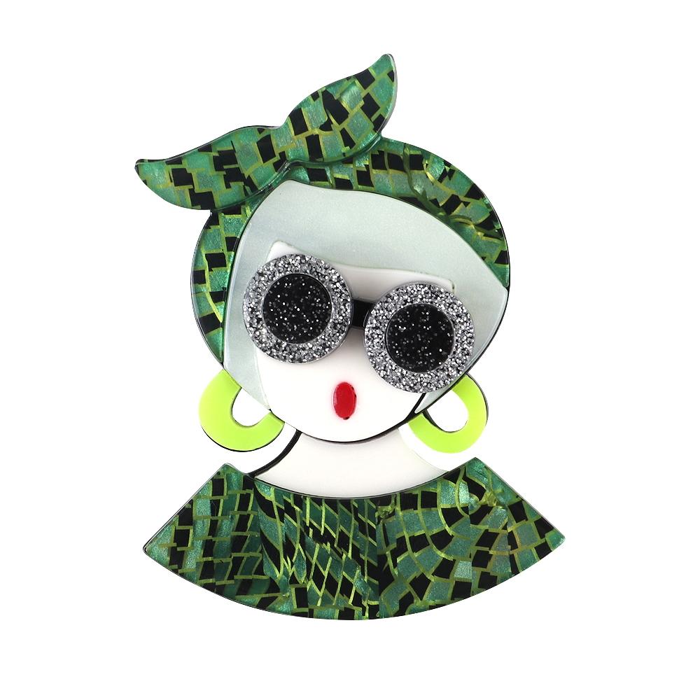 New Cute Colorful Bowknot Girls Acrylic Brooches for Women Cartoon Glasses Lady Brooch Badges Pins Casual Jewelry Accessories