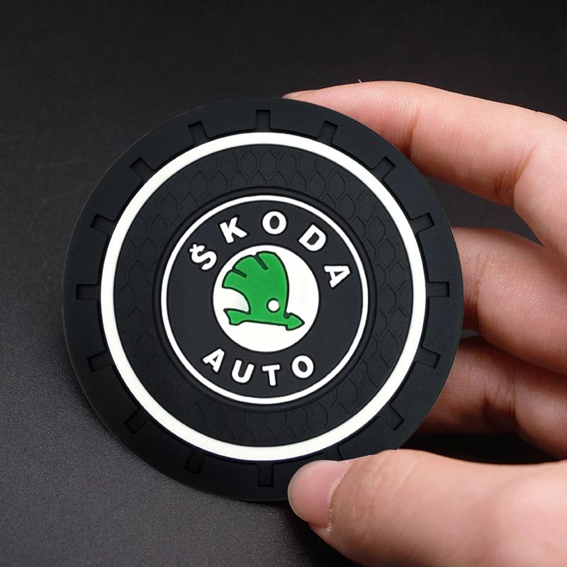 Car Cup Mat Anti-slip Bottle Holder Coasters Car Accessories For Skoda Octavia Superb Rapid Kodiaq Karoq Fabia Kamiq Roomster Citigo