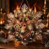 Handmade Christmas Tree Decor Faux Pearl Painting Suncatcher Kit, Acrylic Snowflake Shaped Board with Lace Crystal Beading Craft Set Edge, 3D Gemstone