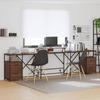 Desk with Shelf Brown Oak Effect 182 x 101 x 87.5 cm