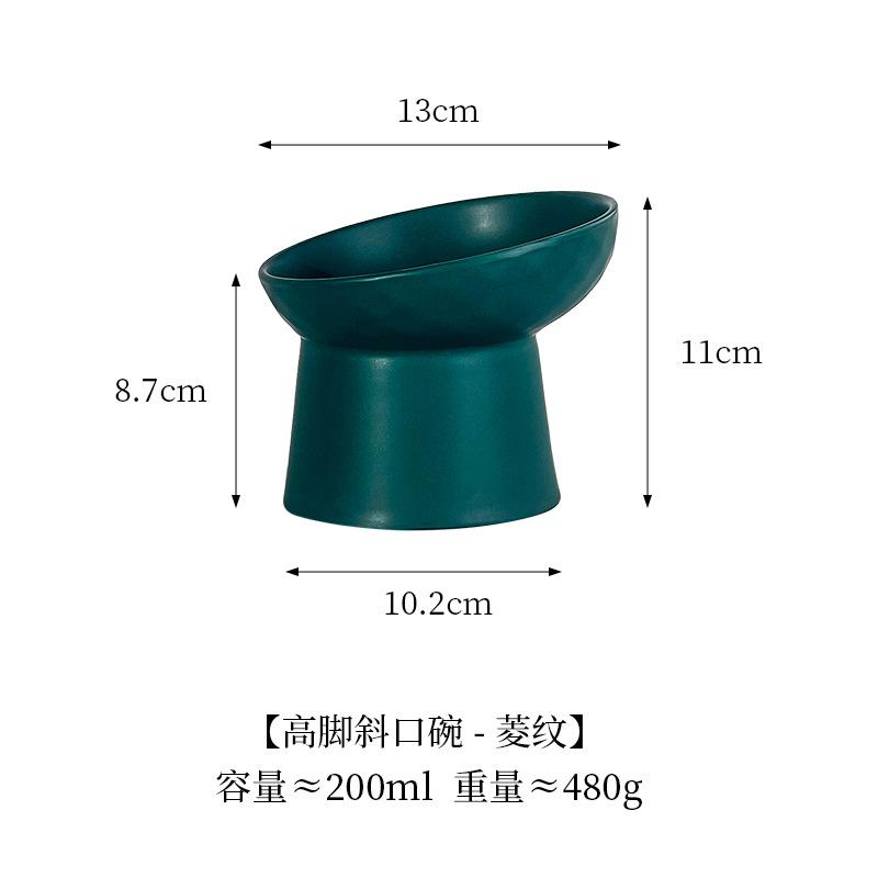 Raised Diamond Pattern Slant Rim Pet Bowl Cat Bowl Dog Bowl Neck Support Dog Dish Water Bowl for Pets