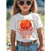 Kids Crewneck Short Sleeve Tee, Red Basketball Drip Print