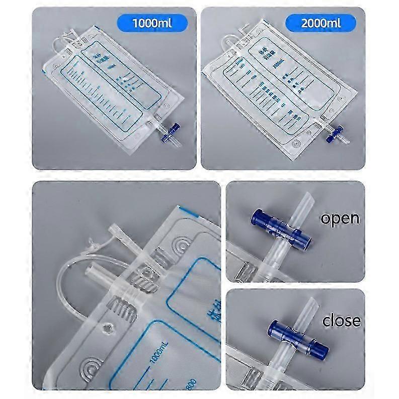 Wearable Urine Bag With Pee Catheter Duct 1000ml 2000ml For Men Elderly Urinary Incontinence Bedridden Patients (Blue/Grey/White)