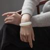 Women's Xinjiang Hotan White Jade Flat Bracelet - Natural Mutton Fat Concubine Jade