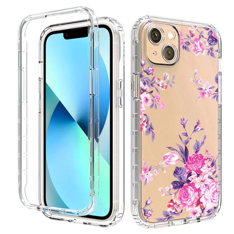 Wholesale Pattern Printing Luxury Trendy Phone Cases for iPhone 14 Flower case Clear for iPhone 14 ярко-розовый