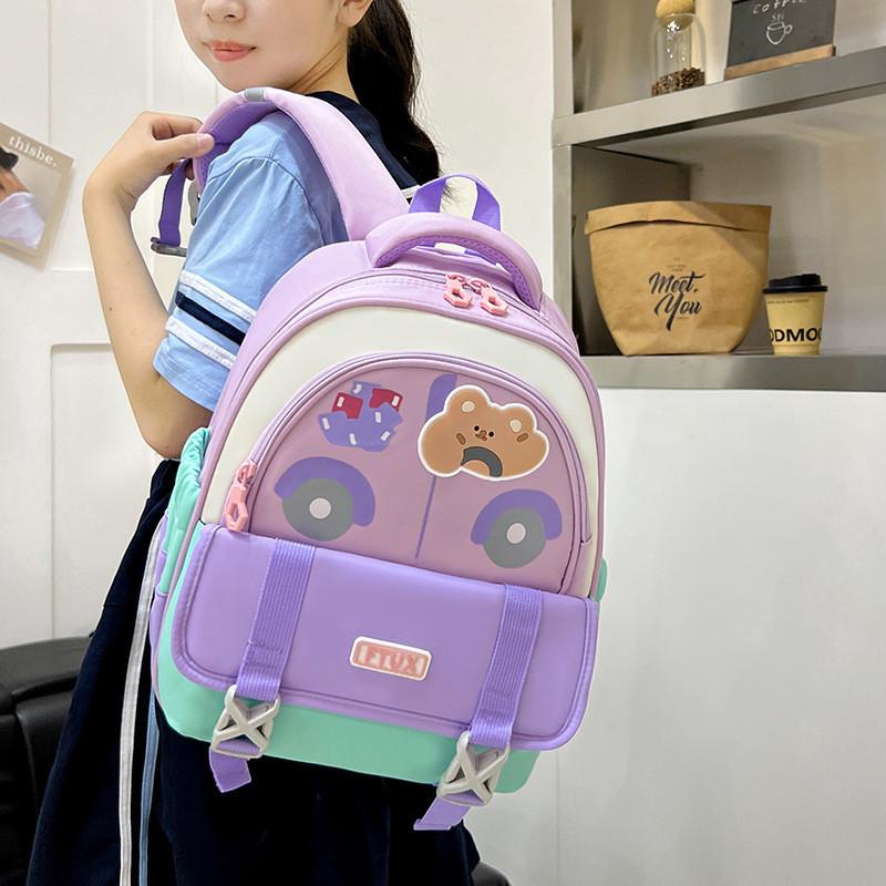 Fashion Blocked Color Design Cartoon Bear And Eye Printed Backpack Children