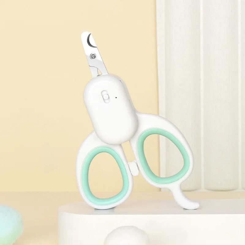 Simple Cat Nail Knife with LED Light Blood Thread Nail Clipper Double Light Pet Nail Clipper Cleaning Tool