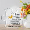 Heartfelt Message Puzzle Plaque for Son - Inspirational Desktop Decor with "To My Son" Quote, Nurseries, Home Desk Living Room Acrylic Decoration, Cl