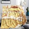 1PC Pompompurin Print Flannel Blanket, High quality All Seasons, Home Decor, Warmth and Comfort, Perfect for Christmas Gifts