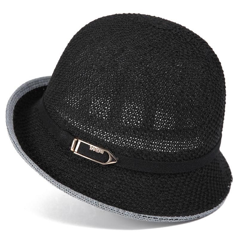 

Simple Small Edge Bucket Hat Women S Summer Thin Age Reduction British Curling Top Hat Travel Short Brim Sun Hat M（56-58cm） чорний