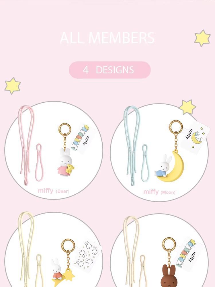 Miffy Rabbit Silicone Lanyard & Pendant - Phone, Bag, Camera, Wrist Strap with Little Bear Charm
