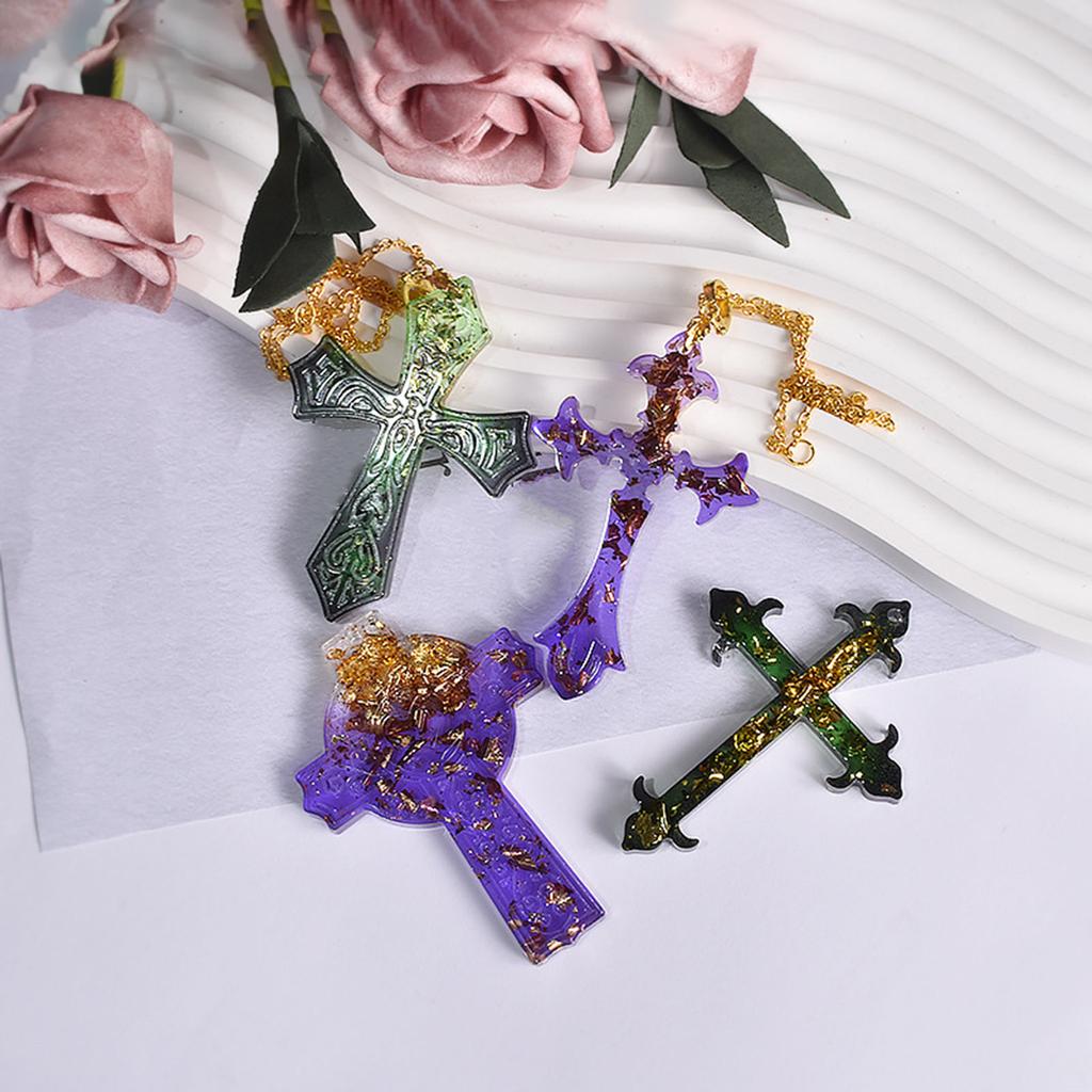 Epoxy Necklace Mold Cross Earring Combination Ornament Mold Resin Casting Pendant Mold Suitable for Diy Crafts