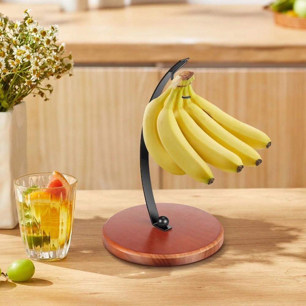Draining Metal Banana Holder With Wood Base Fruit Storage Holder Creative Grape Stand  Home Use