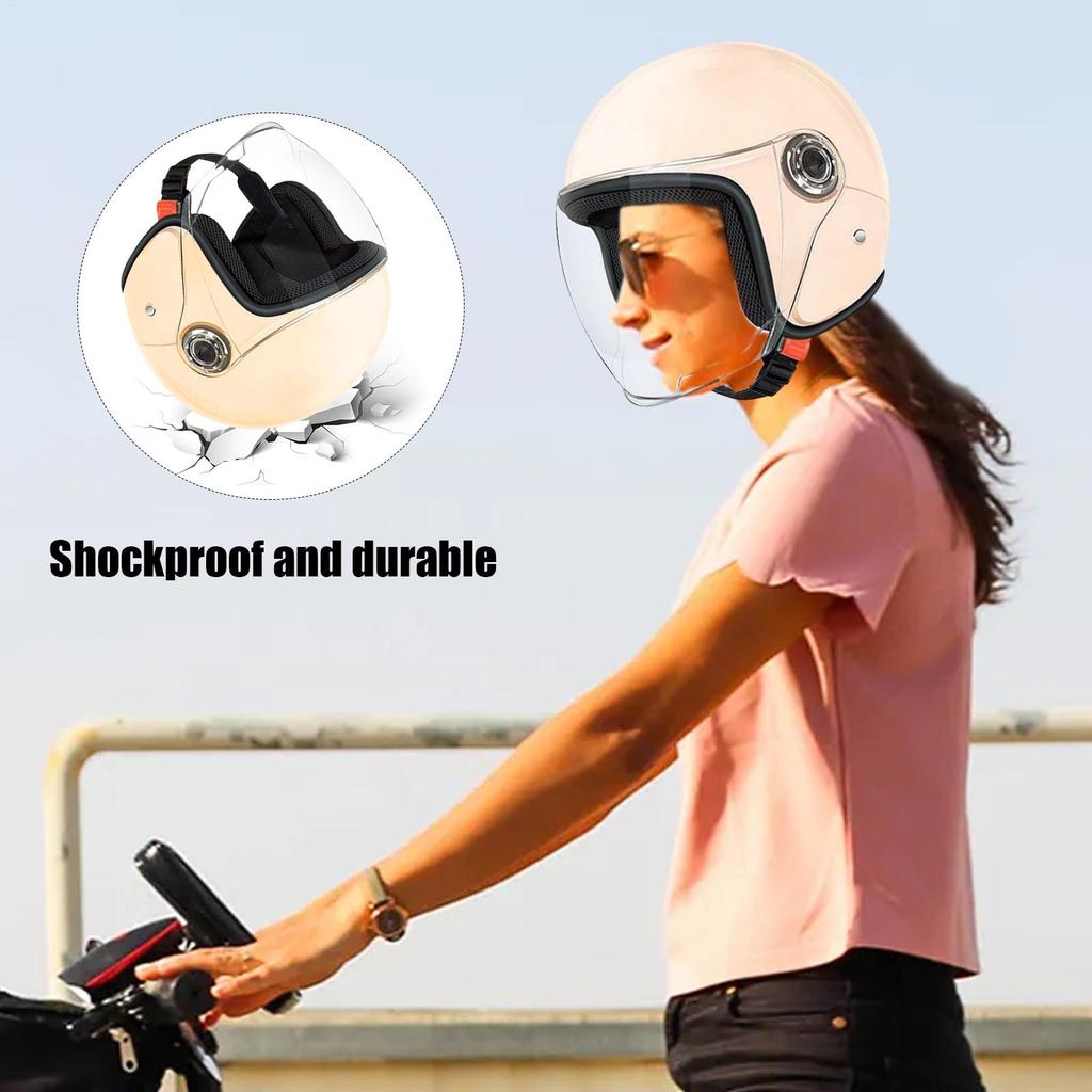 Motorcycle Helmets Half Face Moped Helmet Breathable Protective Gear With Visor For Scooter Riding Sportbike Commuting Outdoor