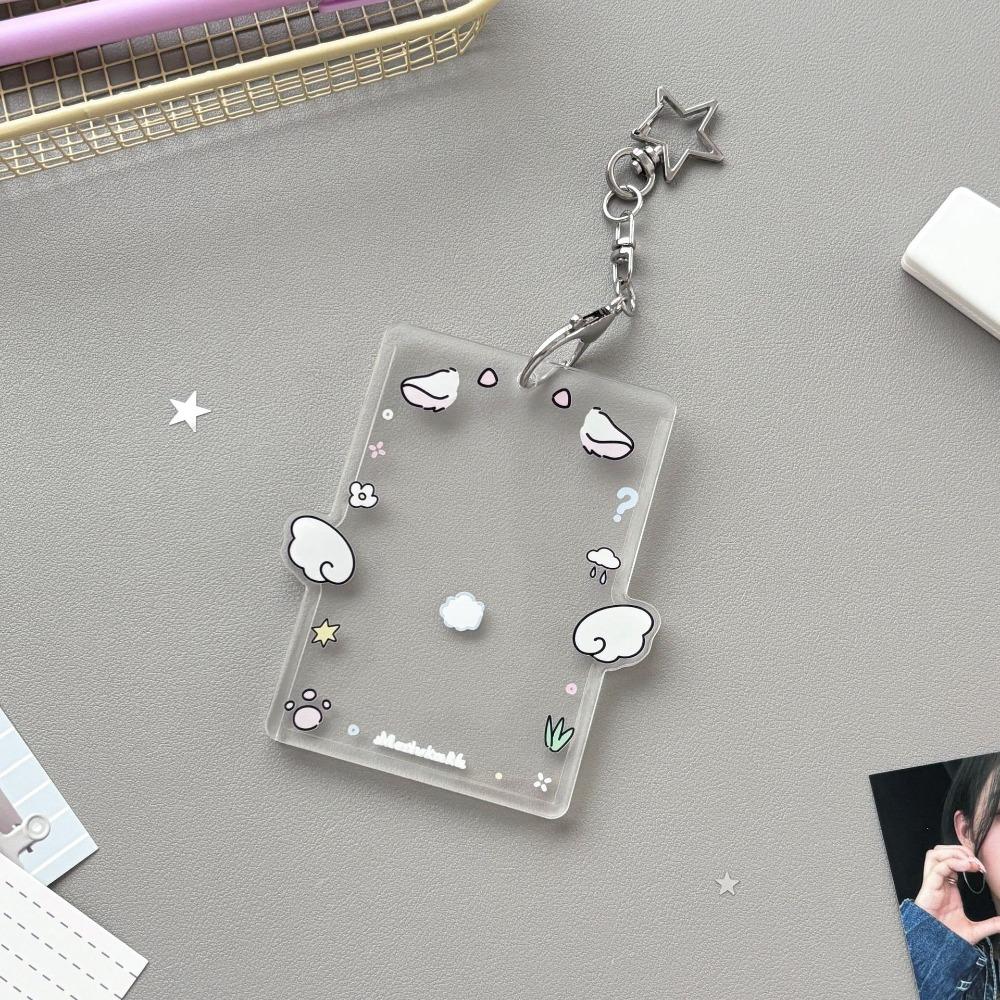 Cartoon Korean Photocard Holder with Keychain Photo Photocard Frame School Stationery
