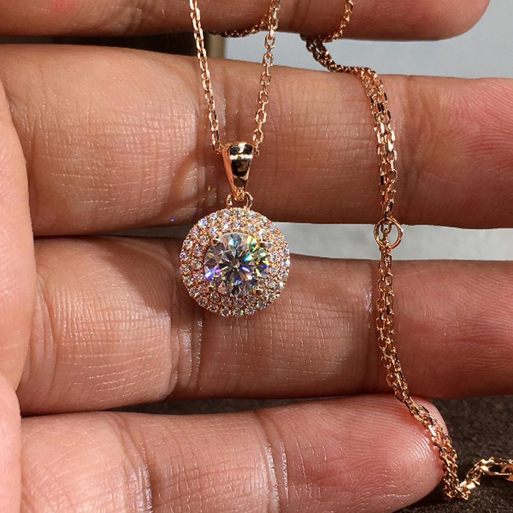 Huitan Elegant Pendant Necklace for Women Rose Gold Color Charming Party Anniversary Accessories Inlaid Shiny CZ Trendy Jewelry