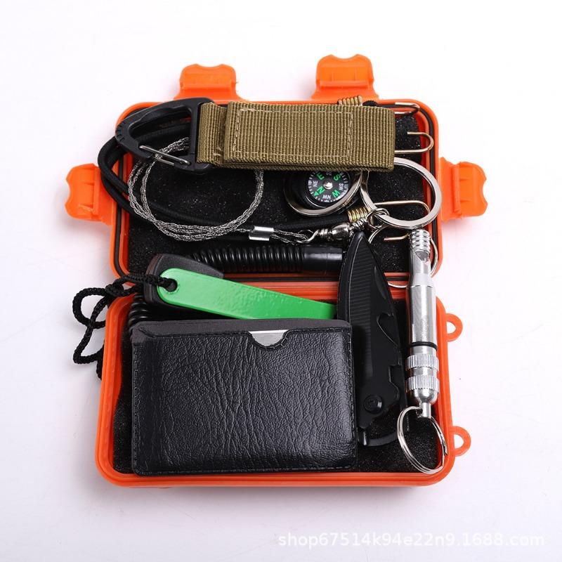 10 stk Utendørs Overlevelsesverktøysett Multifunksjonelt Villmark Førstehjelpssett SOS Nødforsyninger