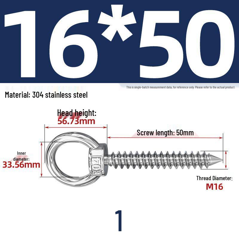 304 Stainless Steel Self-Tapping Eye Bolt with Ring Screw Hook