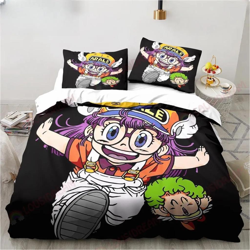 New Cute Cartoon DR Slump Arale Anime Bedding Set King Twin Double Microfiber Polyester Duvet Cover