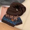 Fair Island coffee-colored jacquard knitted scarf for women's autumn and winter new retro neck protection, warm and cold-proof thickened scarf