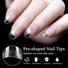 240pcs Half Cover Almond Pre-filed Nail Tips Half Matte Press On Fake Nail Extension for Small Tiny Nail Bed 12 Sizes In Box