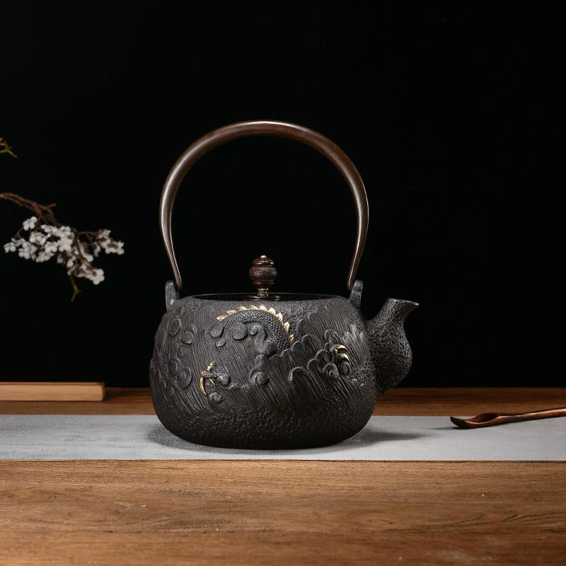 Handmade Relief of Southern Iron Pot Golden Teapot for Boiling Water and Brewing Tea