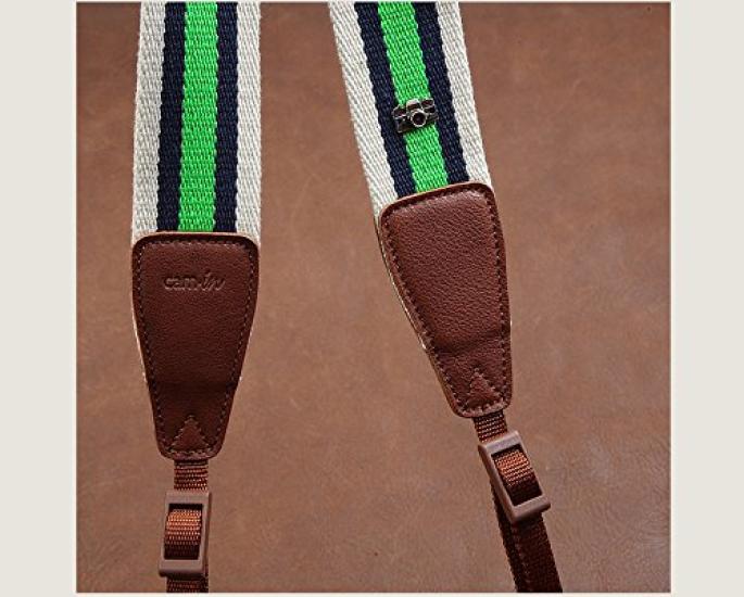 Camera Strap A10 Type CAM8116 Cam-in Basic/Universal B0901, White/Deep Blue/Green, Cotton,