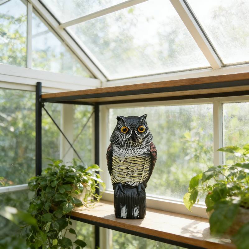 Dekoracja Ogrodowa Sowa Odstraszacz Z Ruchomą Głową Do Odstraszania Ptaków i Gryzoni Na Podwórku