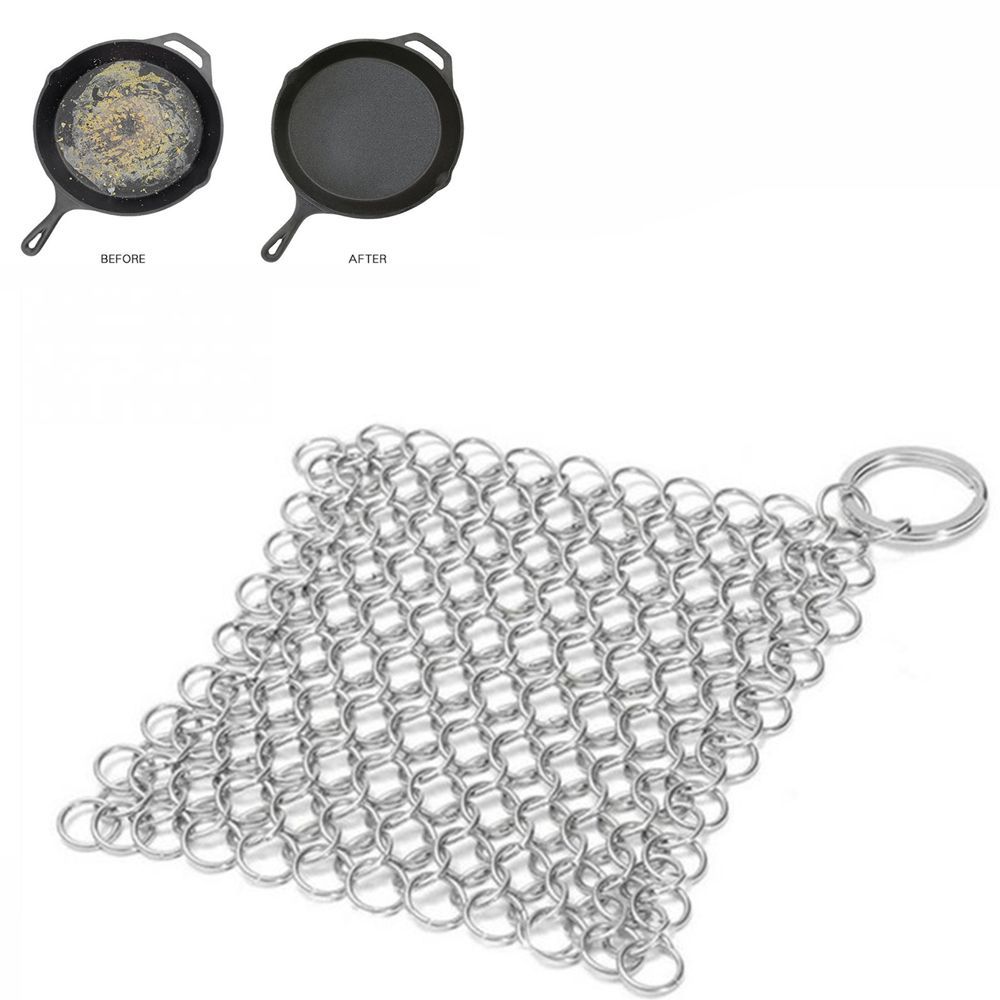 Scrubber Durable Chainmail Square Cleaning Cast Iron Cleaner Stainless Steel Kitchen Tool Pan Brush