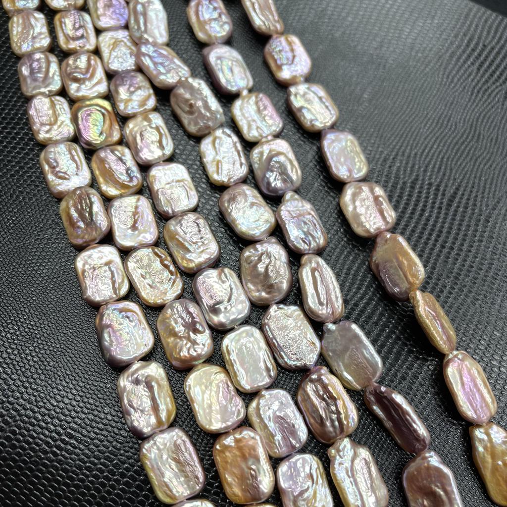 1String, Purple Natural Freshwater Pearls, Handmade Irregular Square Pearl Beads, 13×18mm, for DIY Necklace, Bracelet Accessories, Holiday Gift 36cm
